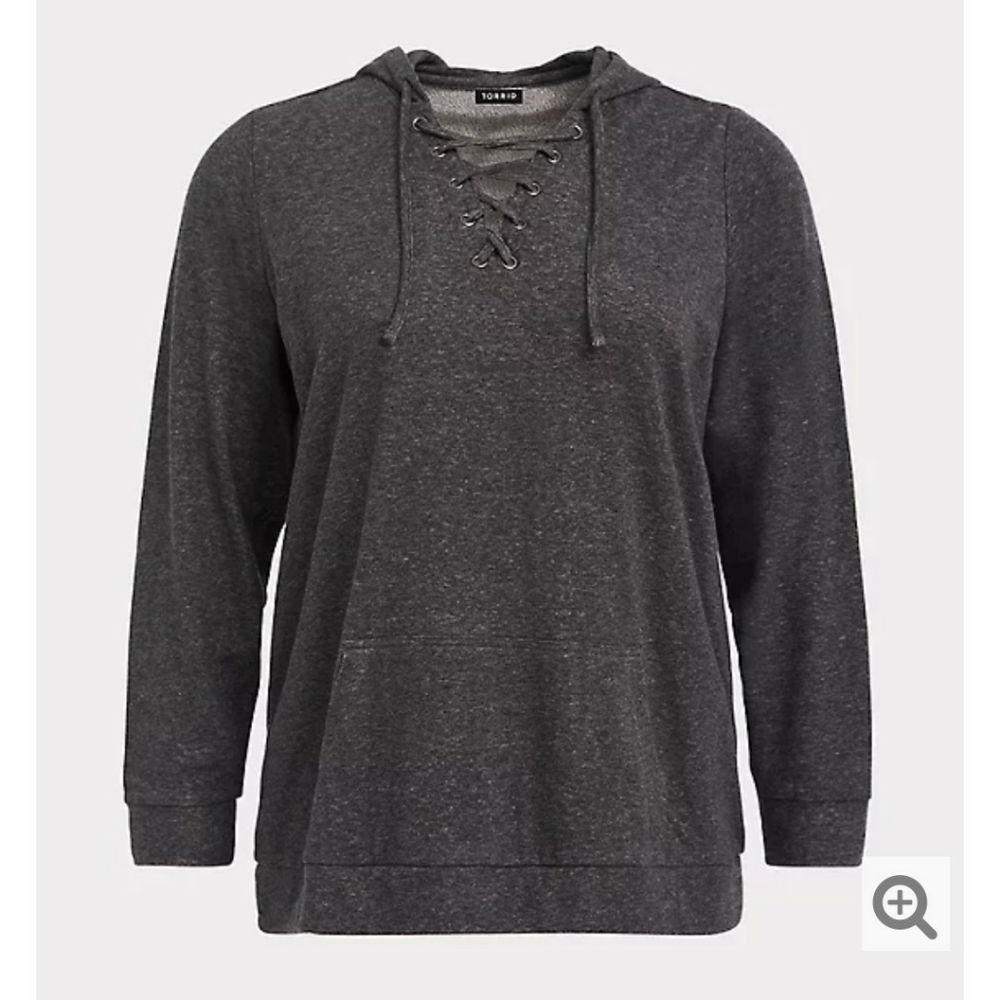 Grey Criss Cross Hooded Sweatshirt
